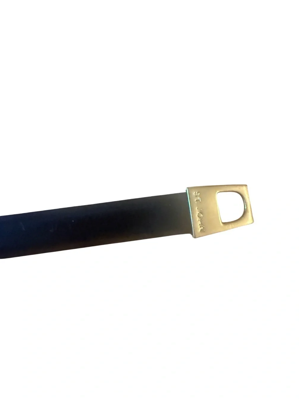 St. John Black Leather Belt with Gold-Tone Buckle 28 Italy